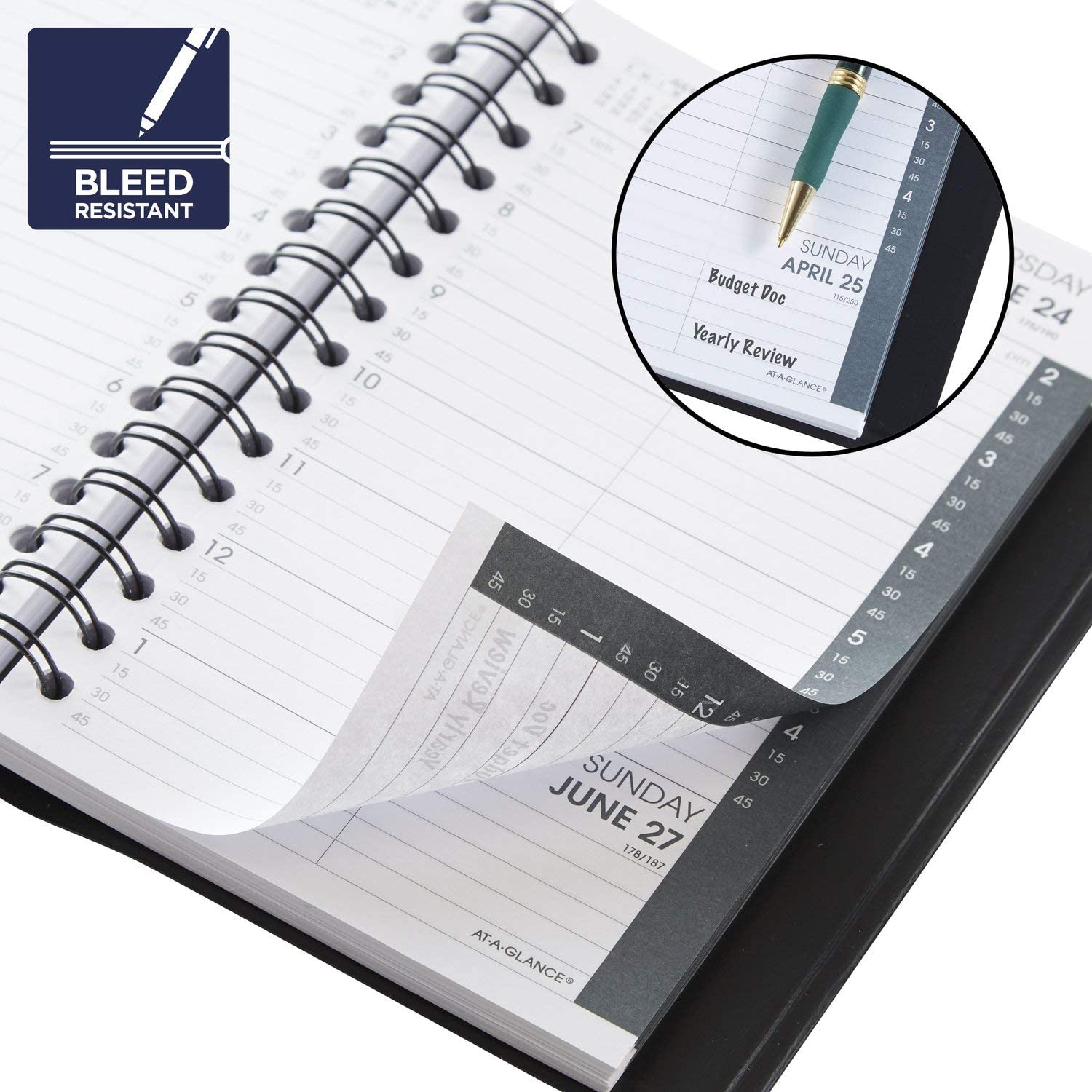 AT-A-GLANCE 2023 Weekly Planner, Quarter-Hourly Appointment Book, 7" x 8-3/4", Medium, Telephone/Address Pages, Black (7095105) - Image 3